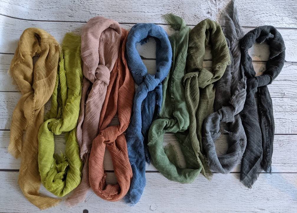 Lainey Linen Scarves! Unique, Hand Dyed Scarf (32" Square)