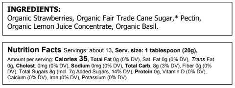 Organic Strawberry Basil Preserves