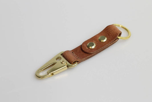 Leather Keychain: Matte Black + Brown