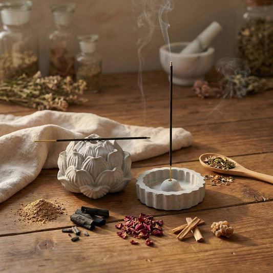 LOTUS BLOSSOM CONCRETE INCENSE HOLDERS