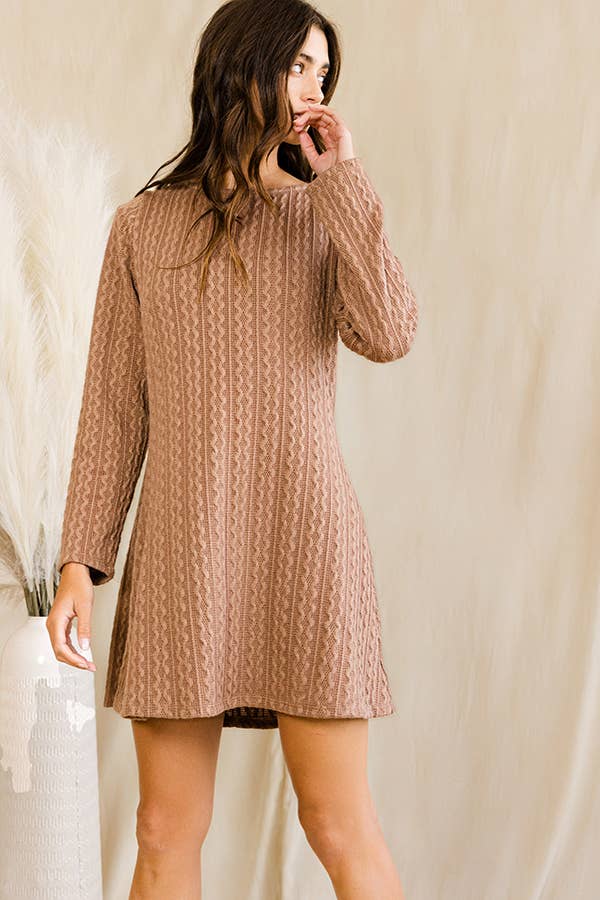 Textured Solid Swing Tunic Dress