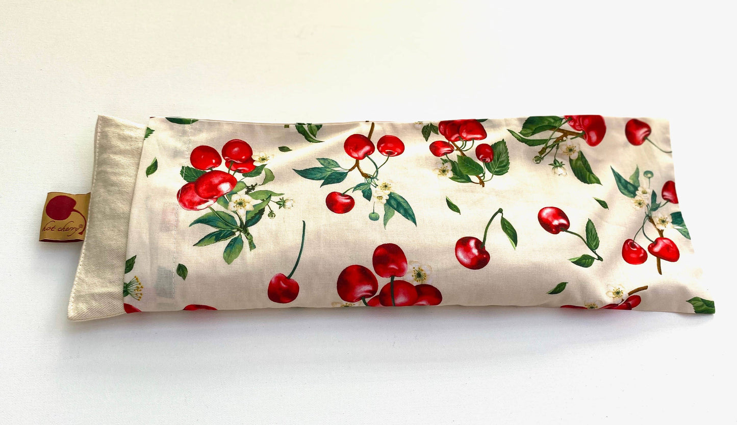 Cervical Neck Pillow - Unbleached Denim, Cherry Print Case