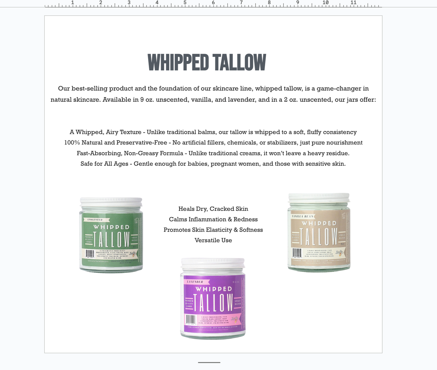Lavender Whipped Tallow, All Natural Grass Fed Beef Tallow