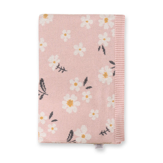 Daisy Floral - Organic Jacquard Sweater Knit Baby Blanket