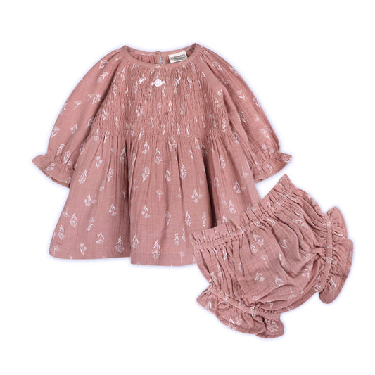 Evelina Floral Baby Dress & Bloomer Set (Organic Muslin)
