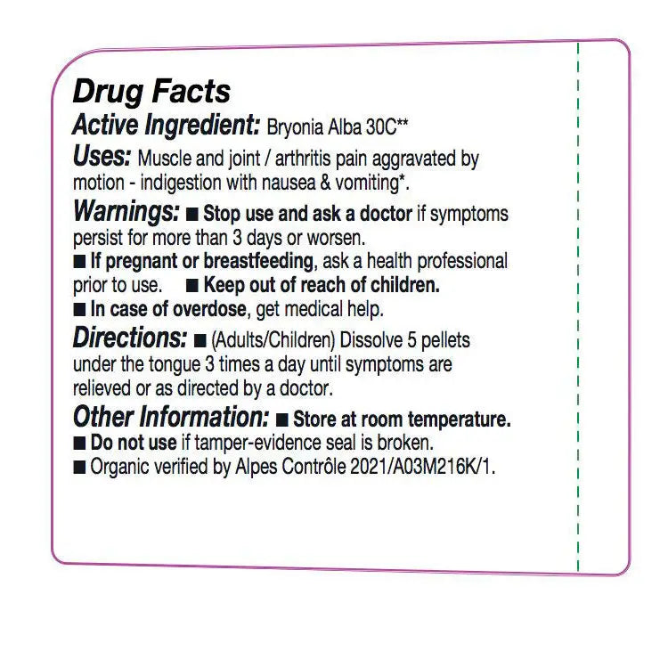 Olloïs Bryonia Alba 30C Vegan Organic, 80 Homeopathic Pelts