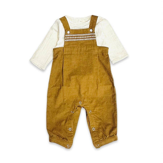Corduroy Baby Overall Set with Muslin Shirt (Organic Cotton)