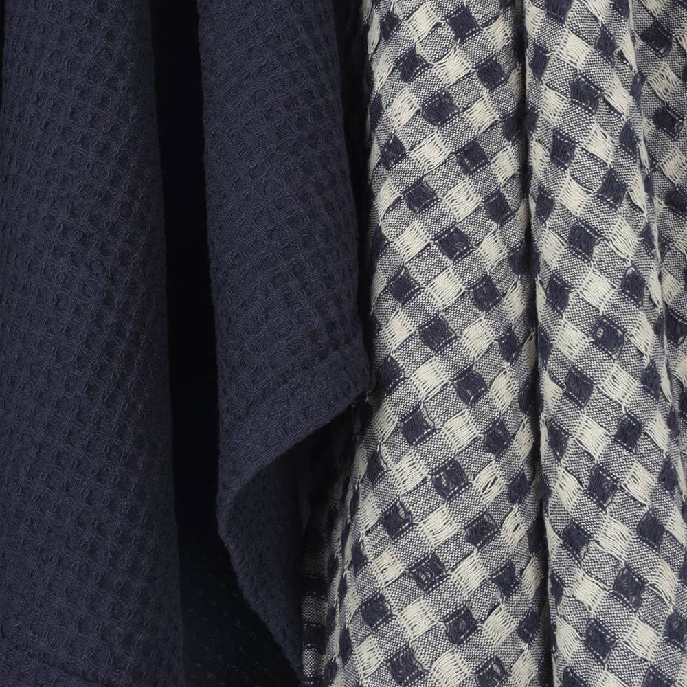Waffle Tea Towel Set/2 - Royal Blue