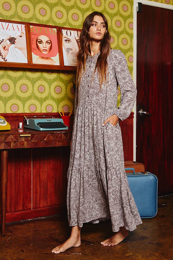 Floral Print Tiered Midi Dress
