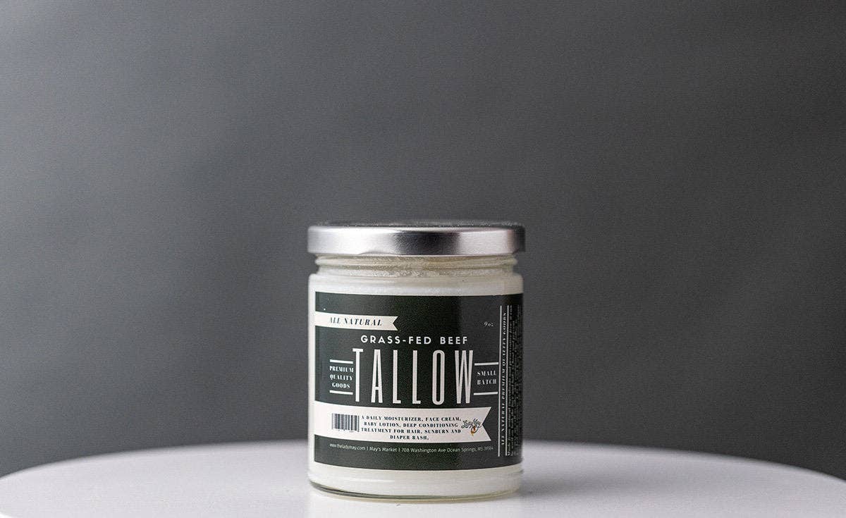 9oz All Natural Tallow Skin Cream, 100% Grass Fed Beef