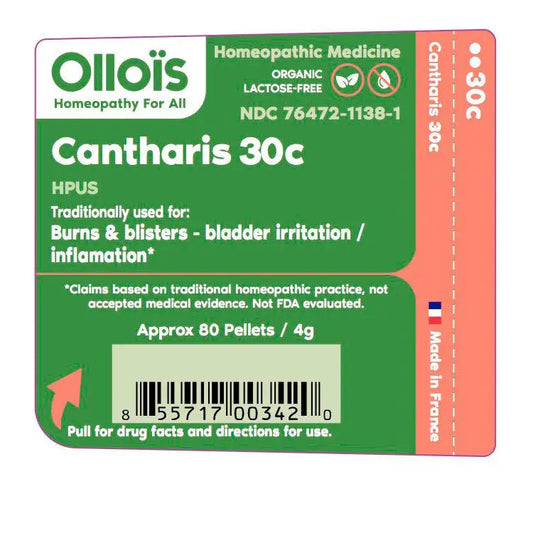Olloïs Cantharis 30C Lactose Free Organic Kosher, 80 Pellets