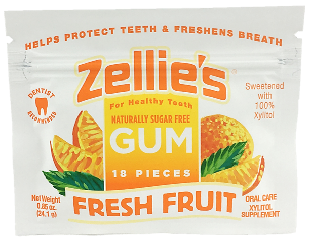 Zellie's Xylitol Dental Gum - Fresh Fruit 18ct Pouch