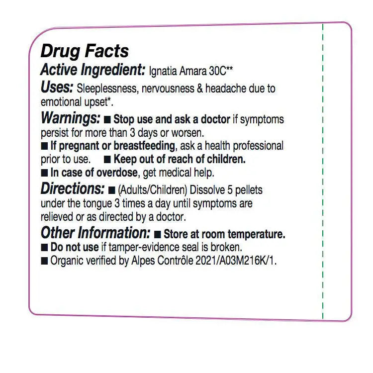 Olloïs Ignatia Amara 30C Vegan Organic Kosher, 80 Pellets