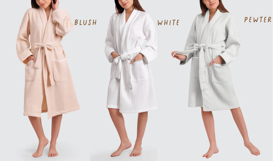 Women's Organic Waffle Weave Bath & Spa Robe (3 Colors)