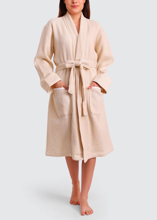 Women's Organic Waffle Weave Bath & Spa Robe (3 Colors)