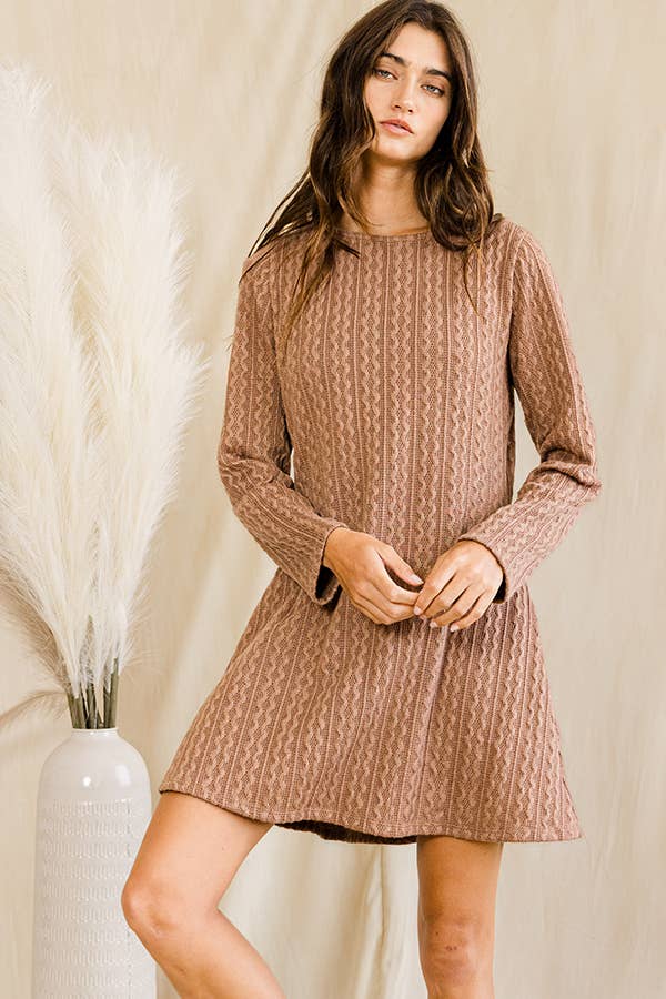 Textured Solid Swing Tunic Dress