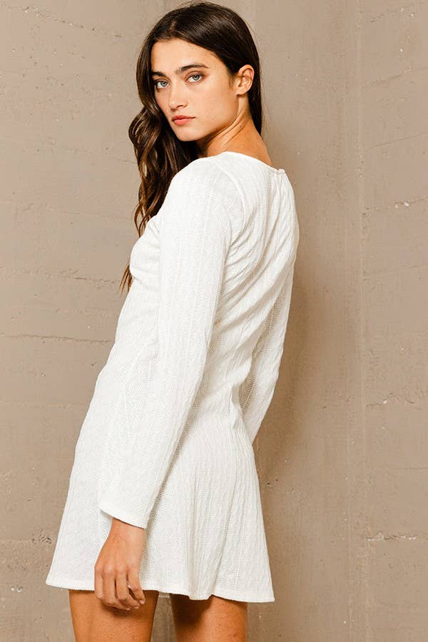 Textured Solid Swing Tunic Dress