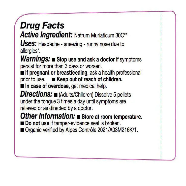 Olloïs Natrum Muriaticum 30C Vegan Organic Kosher, 80 Pellet