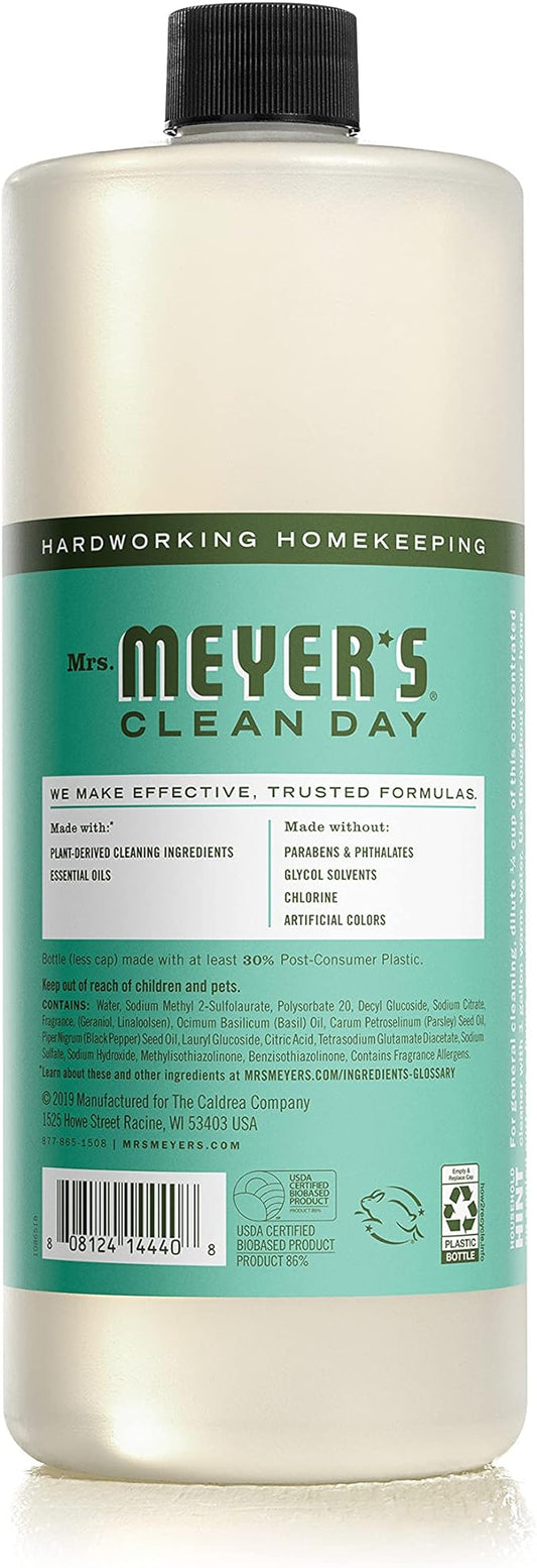 Mrs. Meyer's Multi-Surface Cleaner Concentrate, Use to Clean Floors, Tile, Counters, Basil, 32 fl. oz