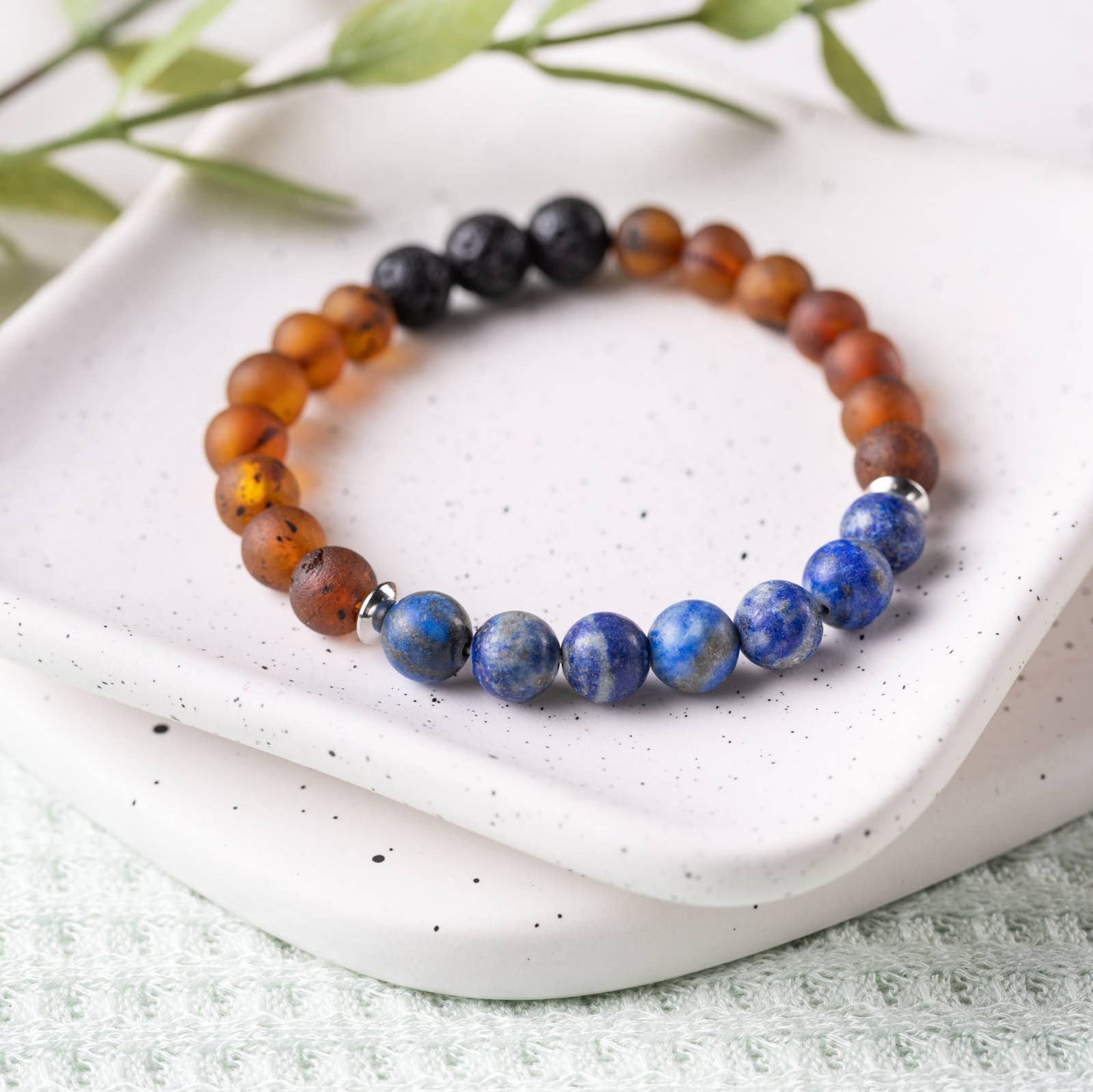CHUNKY Baltic Amber Aromatherapy Bracelets: Raw Picture Jasper Cherry