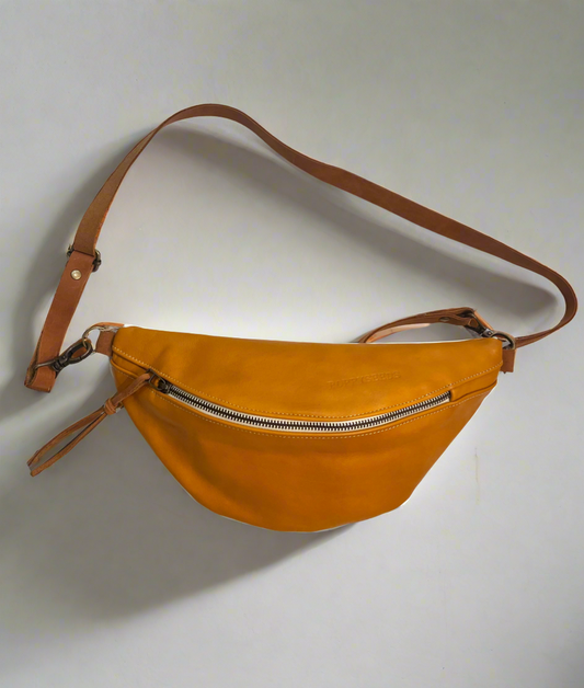 Mustard Yellow Leather Mini Crossbody Bum Bag