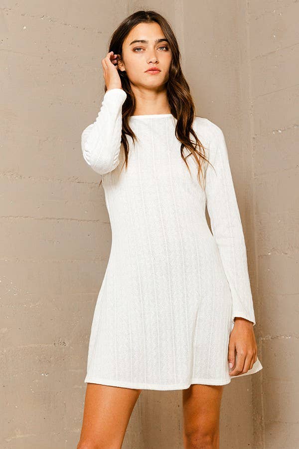 Textured Solid Swing Tunic Dress