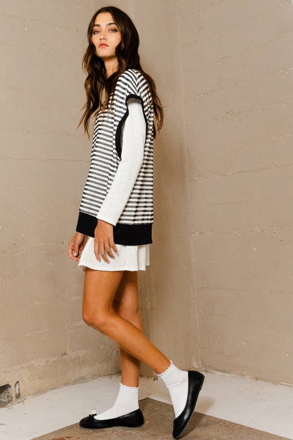 Textured Solid Swing Tunic Dress