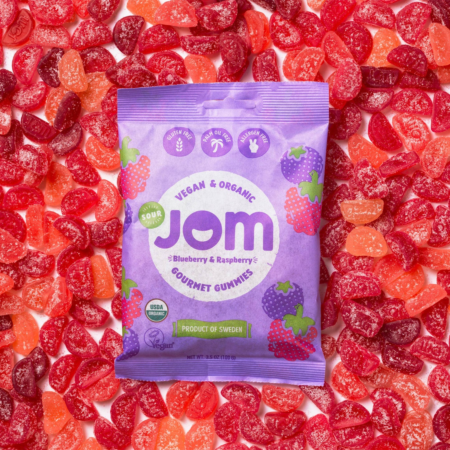 Organic and Vegan Swedish Sour Blueberry & Raspberry Gummies