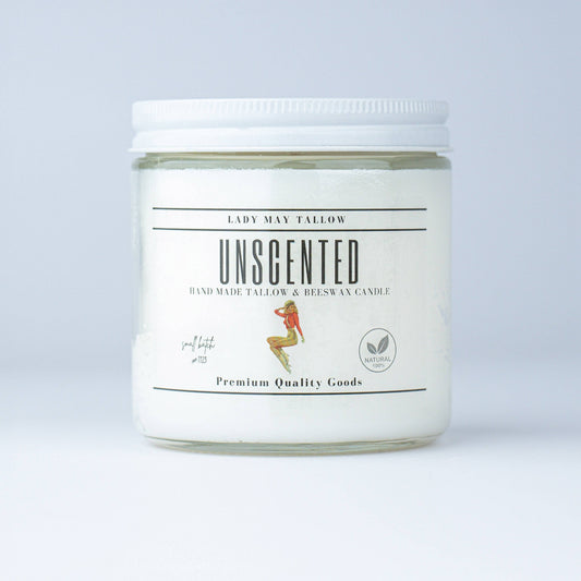Unscented Tallow & Beeswax Candle | All-Natural, Non-Toxic, Clean-Burning