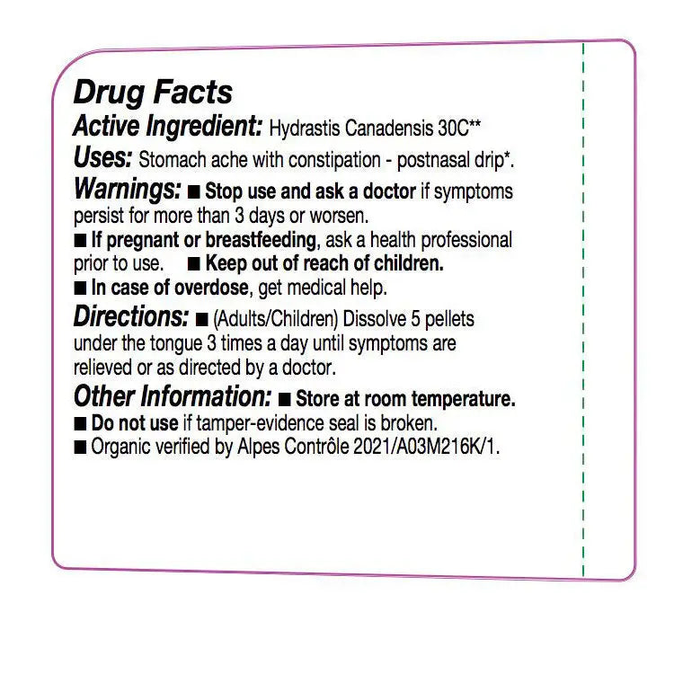 Olloïs Hydrastis Canadensis 30C Vegan Organic, 80 Pellets