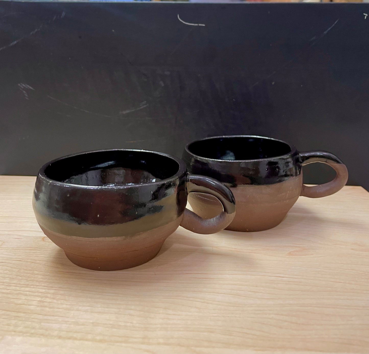 Black Espresso Mug With Handles - Handmade