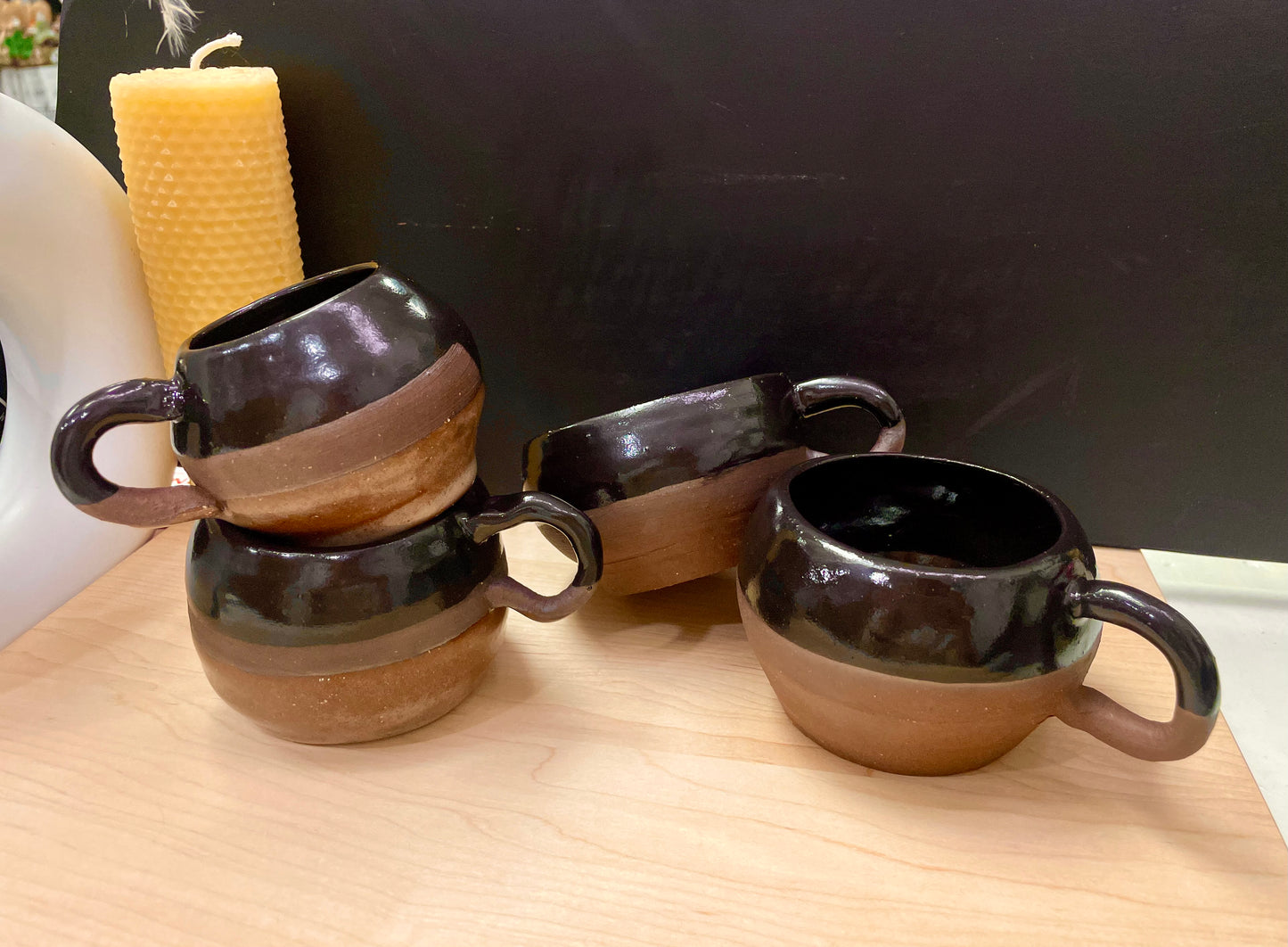 Black Espresso Mug With Handles - Handmade