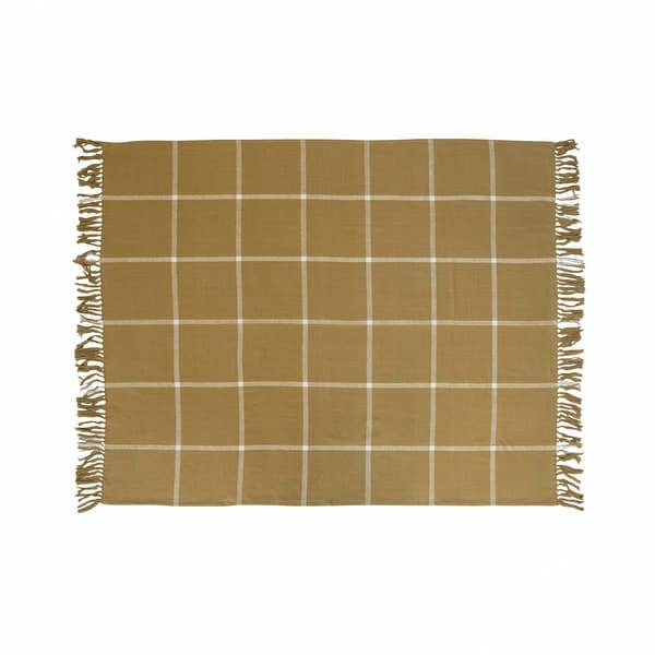 Cotton Flannel Throw Grid Patten & Fringe