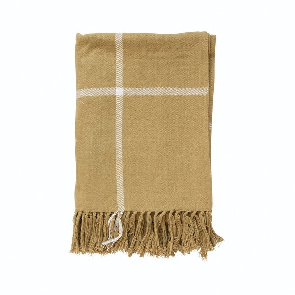 Cotton Flannel Throw Grid Patten & Fringe