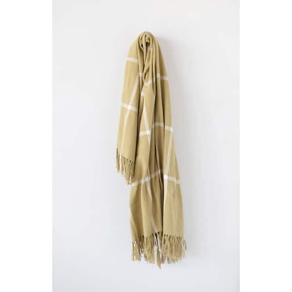 Cotton Flannel Throw Grid Patten & Fringe