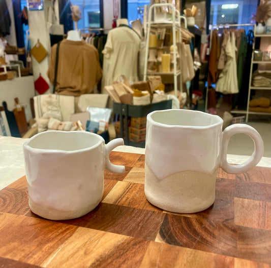 Tall Espresso Mug | Creamy Glaze with Rough Bottom - Handmade