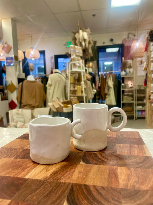 Tall Espresso Mug | Creamy Glaze with Rough Bottom - Handmade