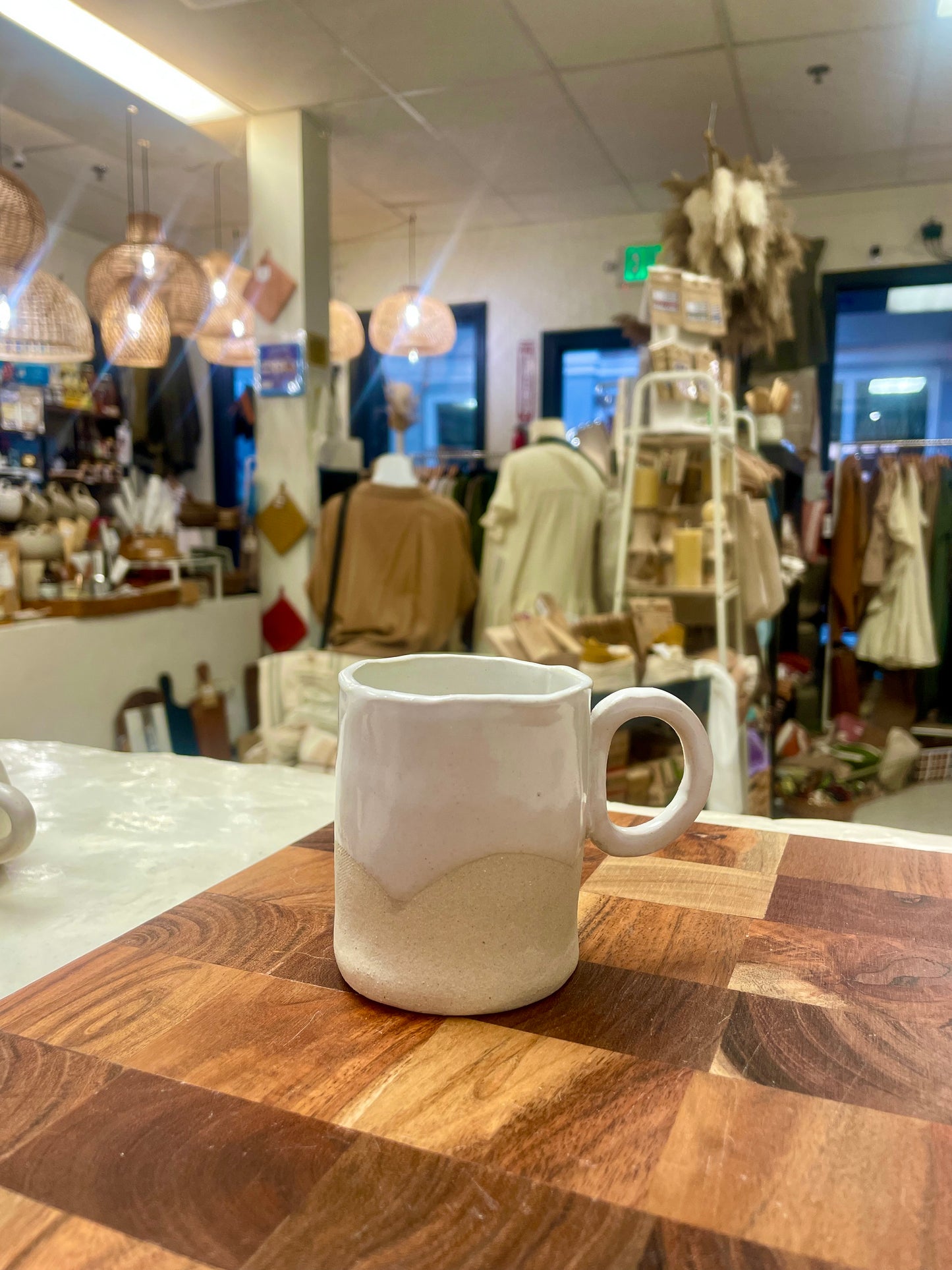 Tall Espresso Mug | Creamy Glaze with Rough Bottom - Handmade