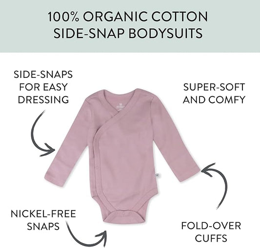 HonestBaby Baby Long Sleeve Side-Snap Organic Cotton Kimono Bodysuits 3-6 month