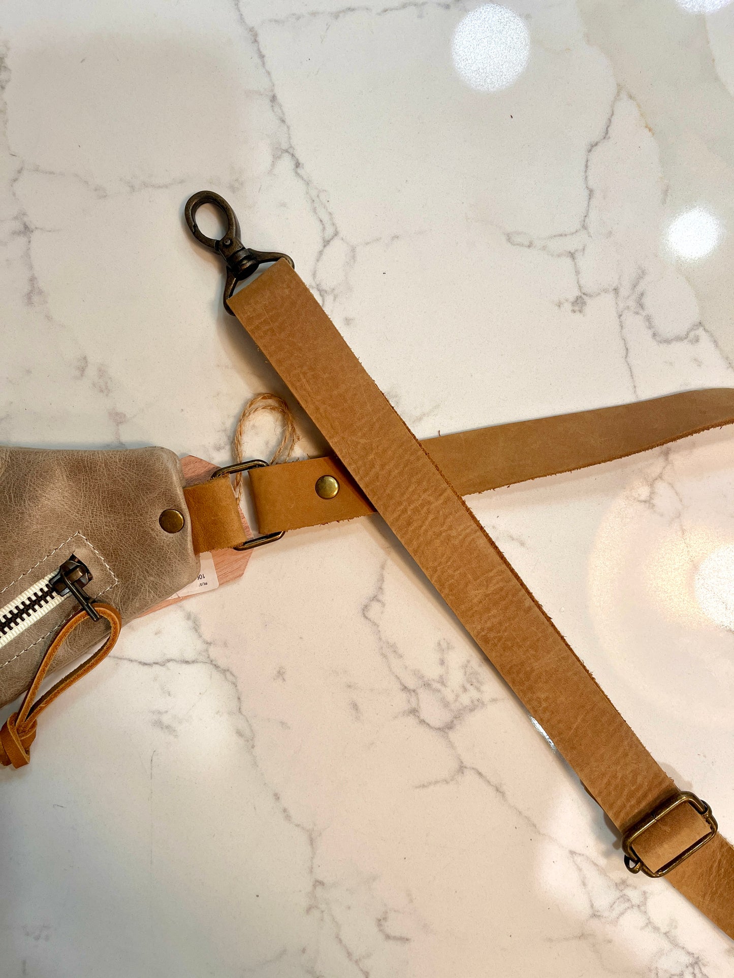 Grey Leather Mini Bum Crossbody Bag