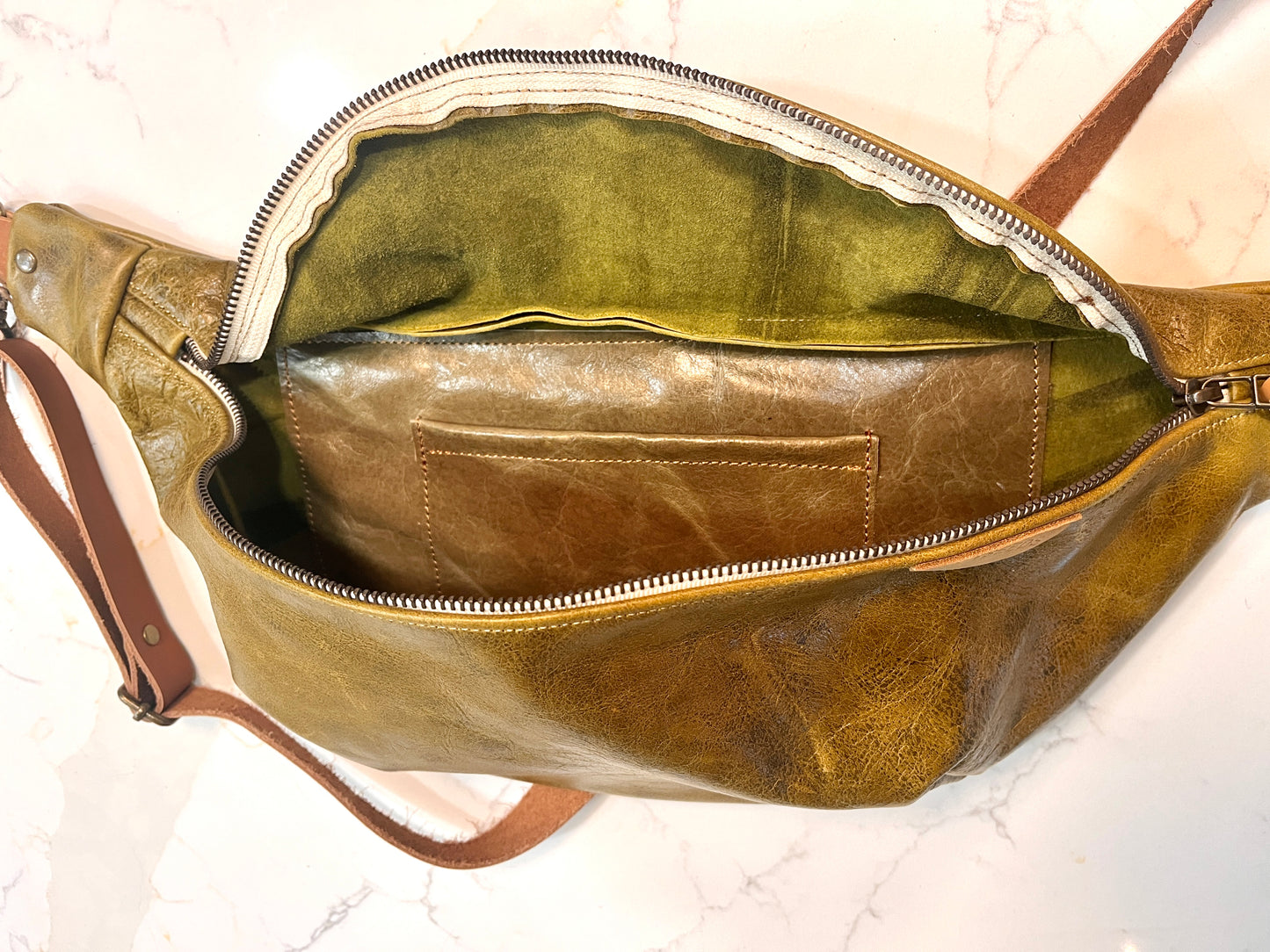 Olive Leather Crossbody