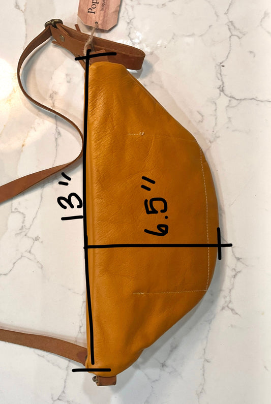 Mustard Yellow Leather Mini Crossbody Bum Bag