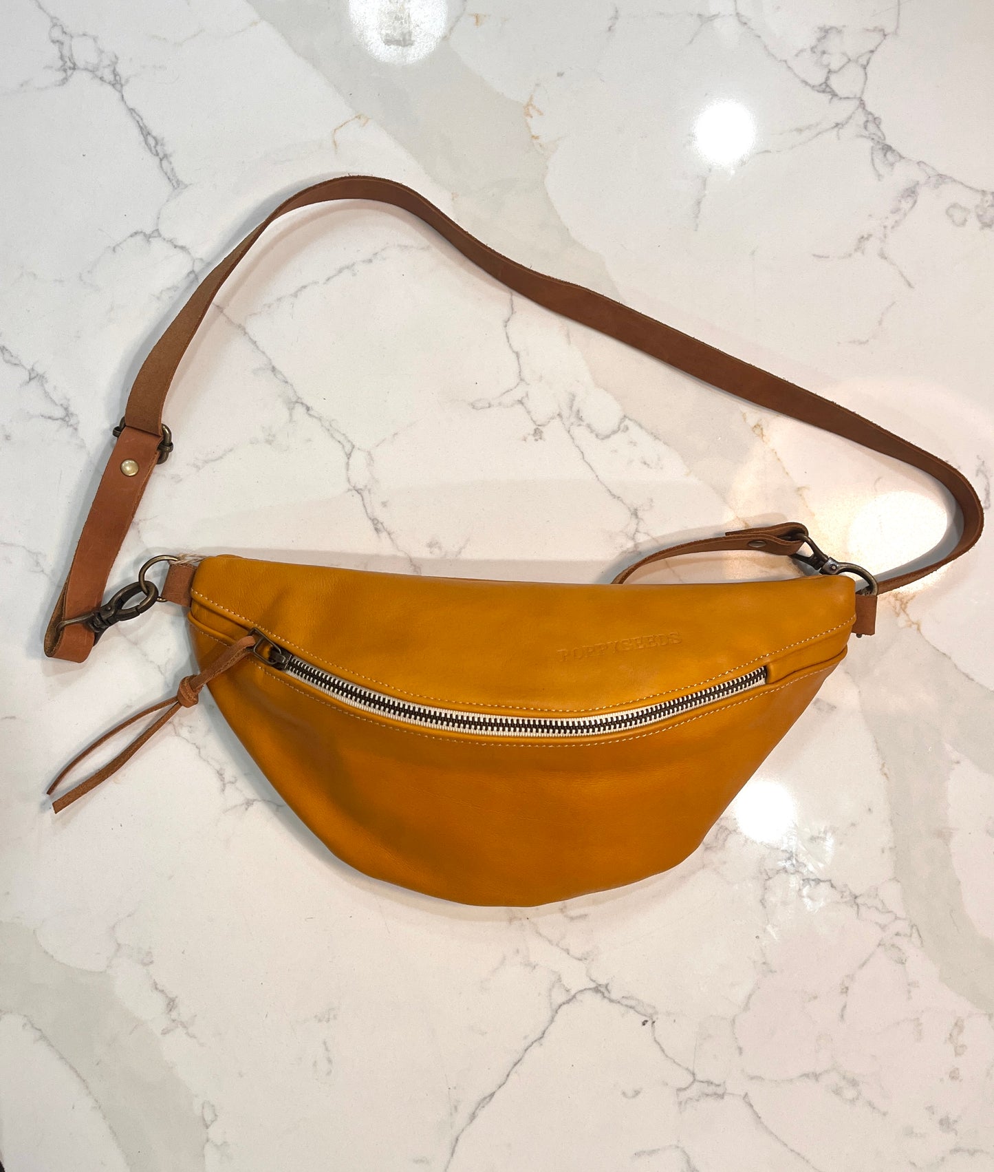Mustard Yellow Leather Mini Crossbody Bum Bag