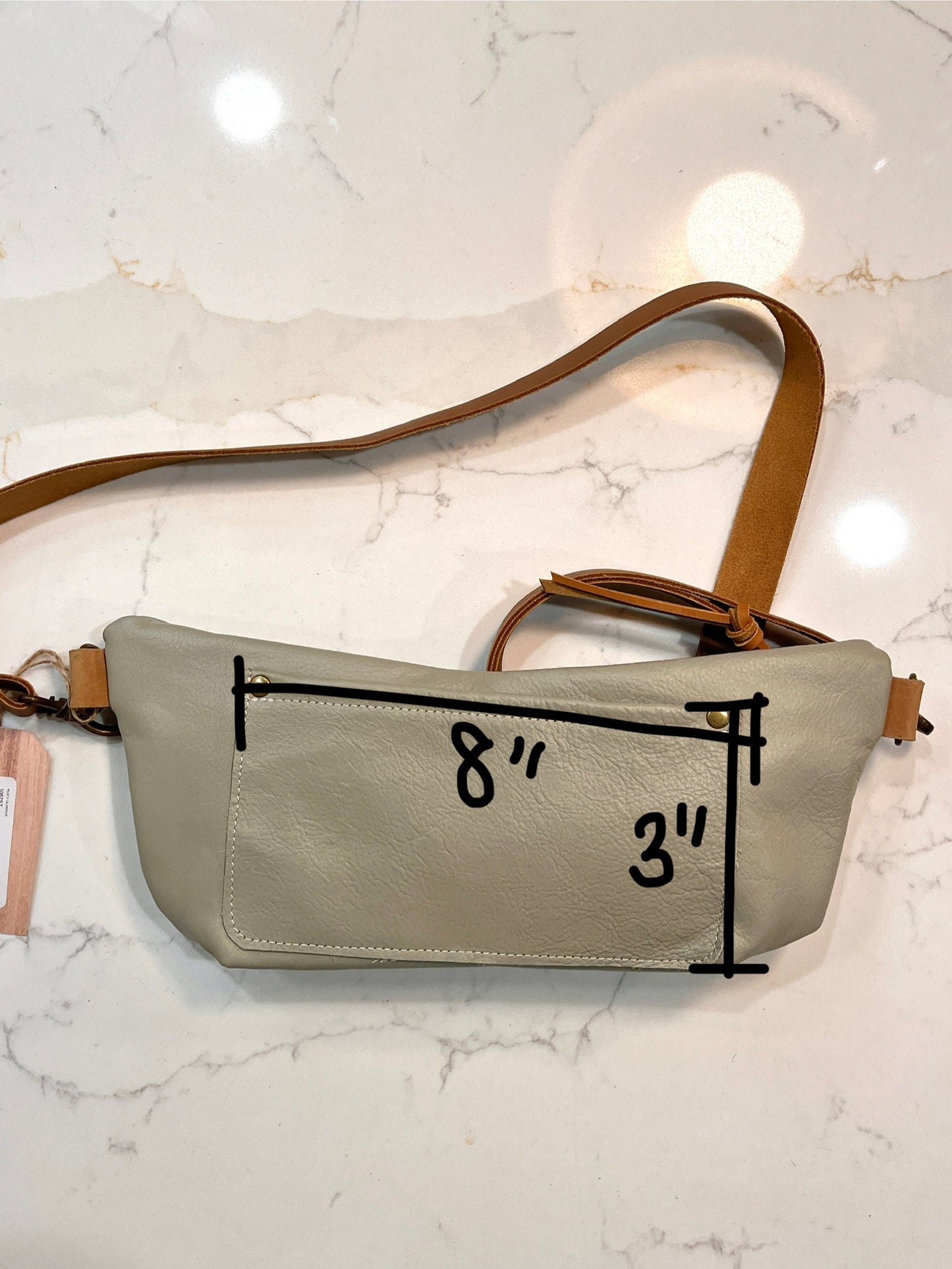 Small Leather Banana Purse - Sage Blue