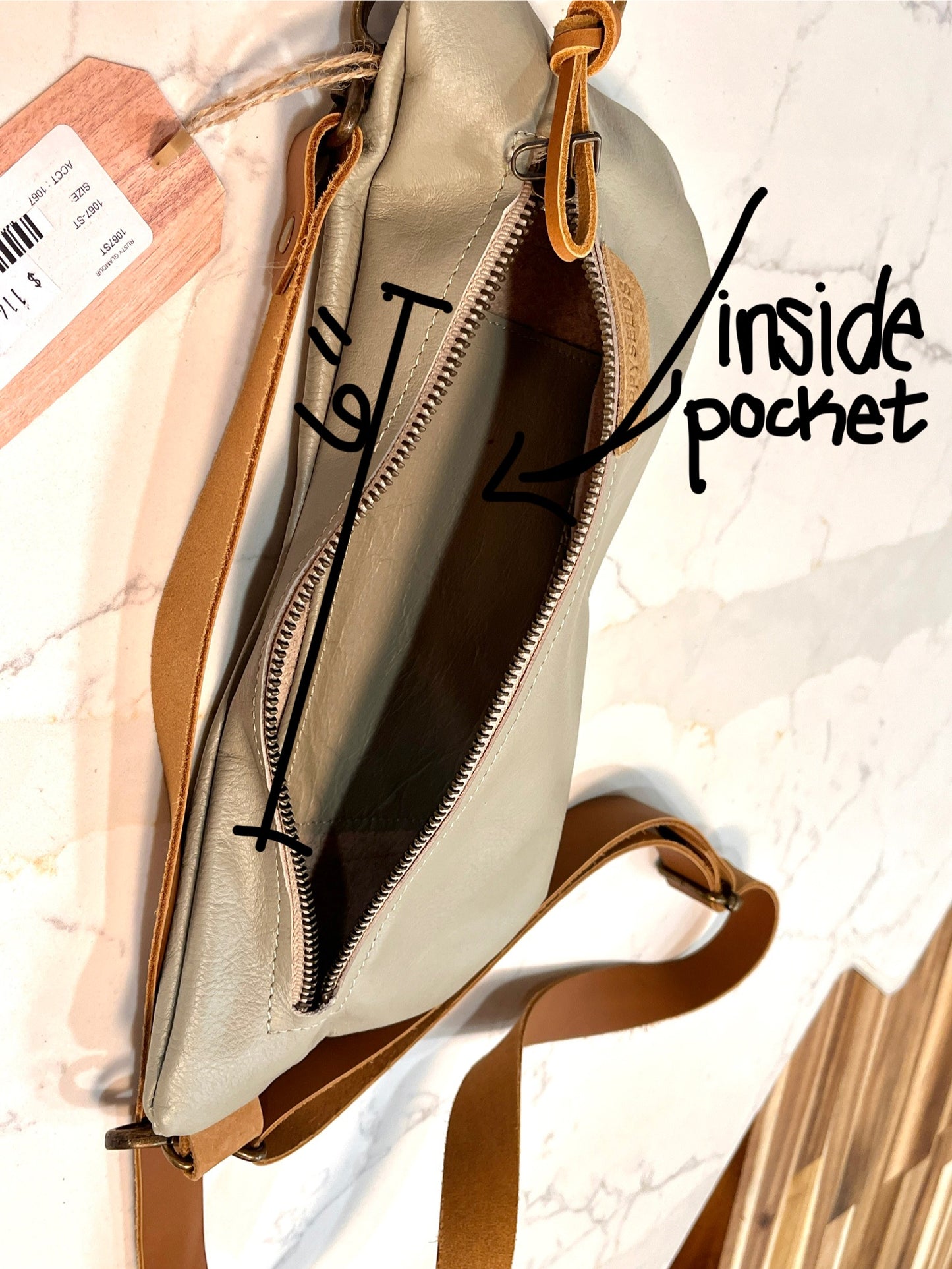 Small Leather Banana Purse - Sage Blue