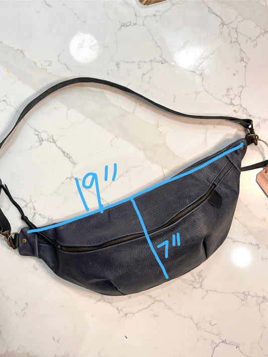 Navy Scaled Leather Crossbody