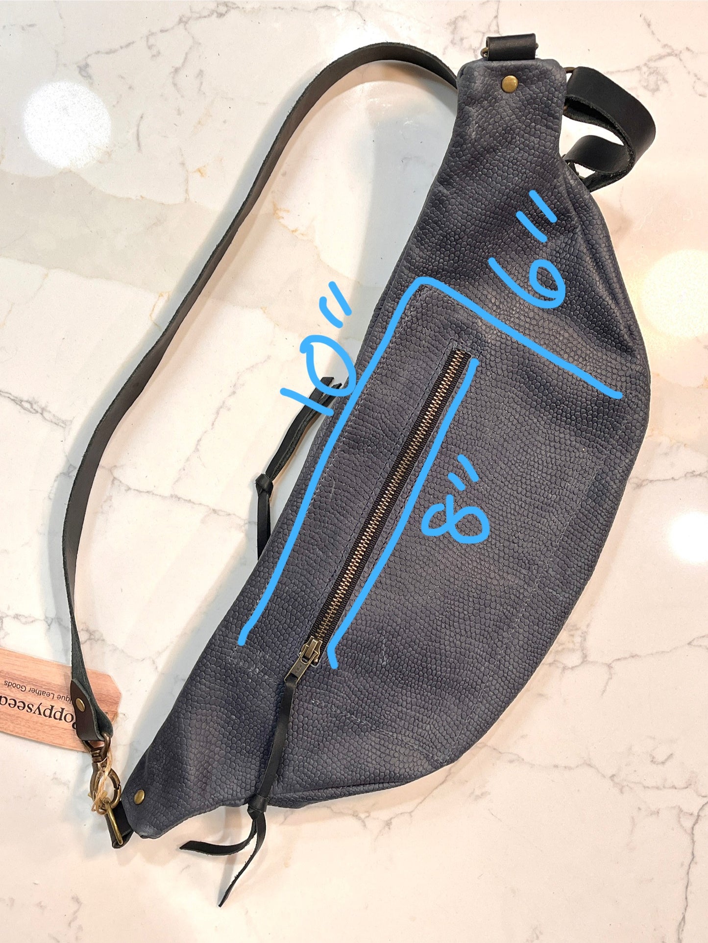 Navy Scaled Leather Crossbody