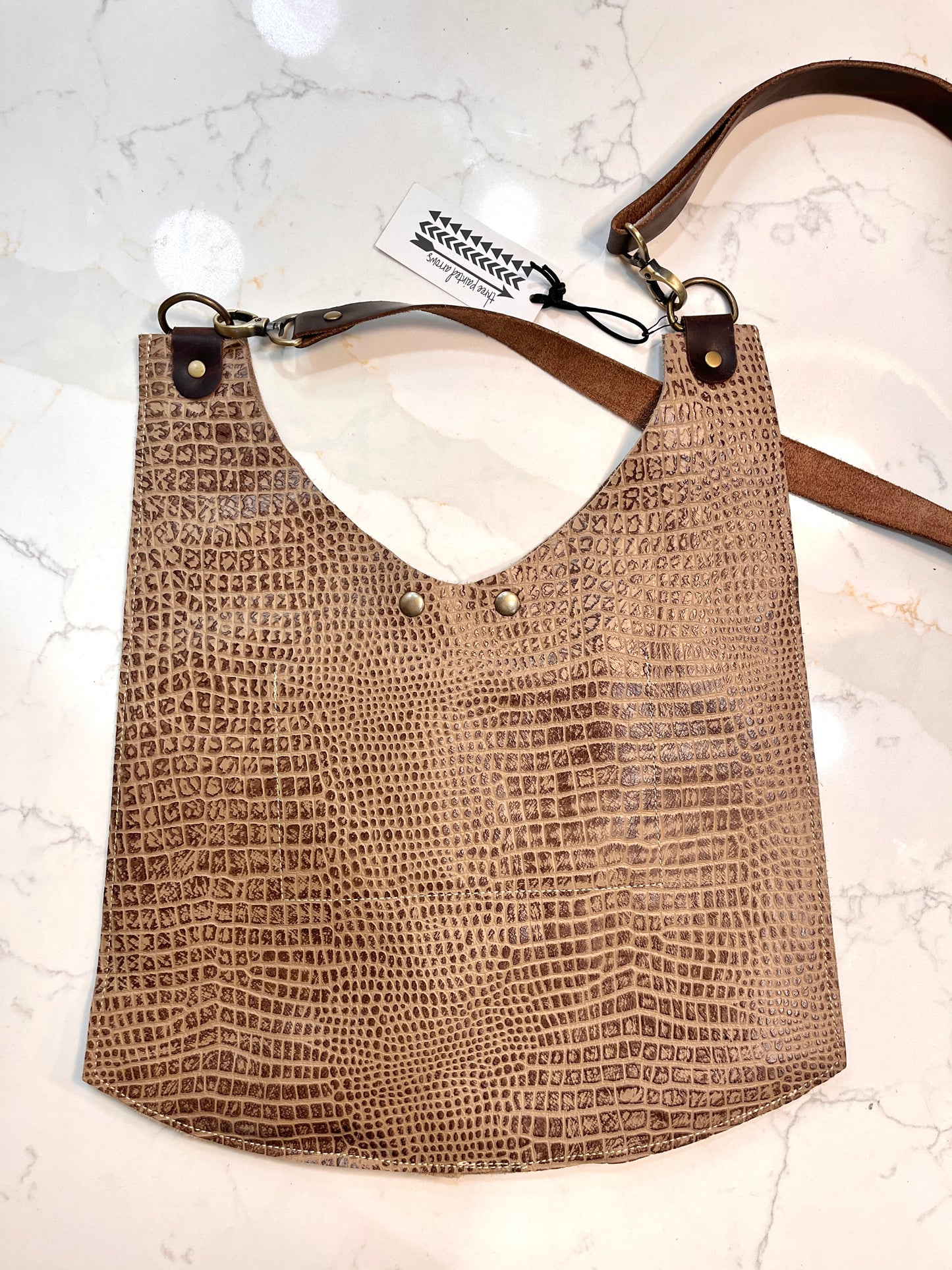 Reptile Print Leather Scoop Purse