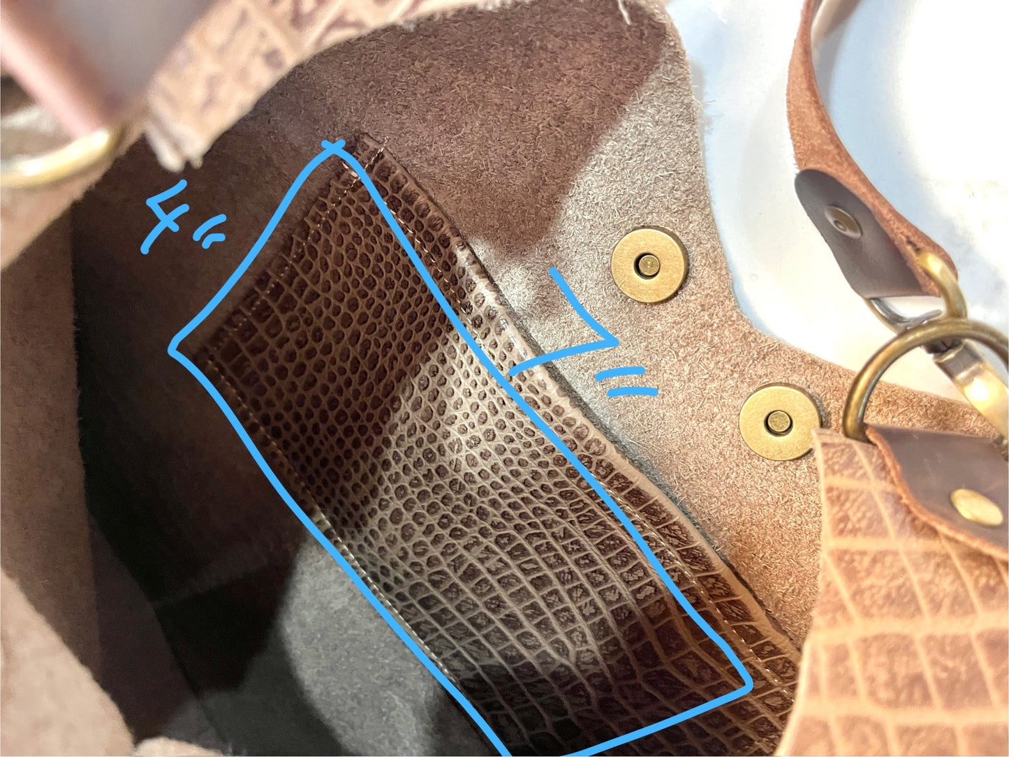 Reptile Print Leather Scoop Purse