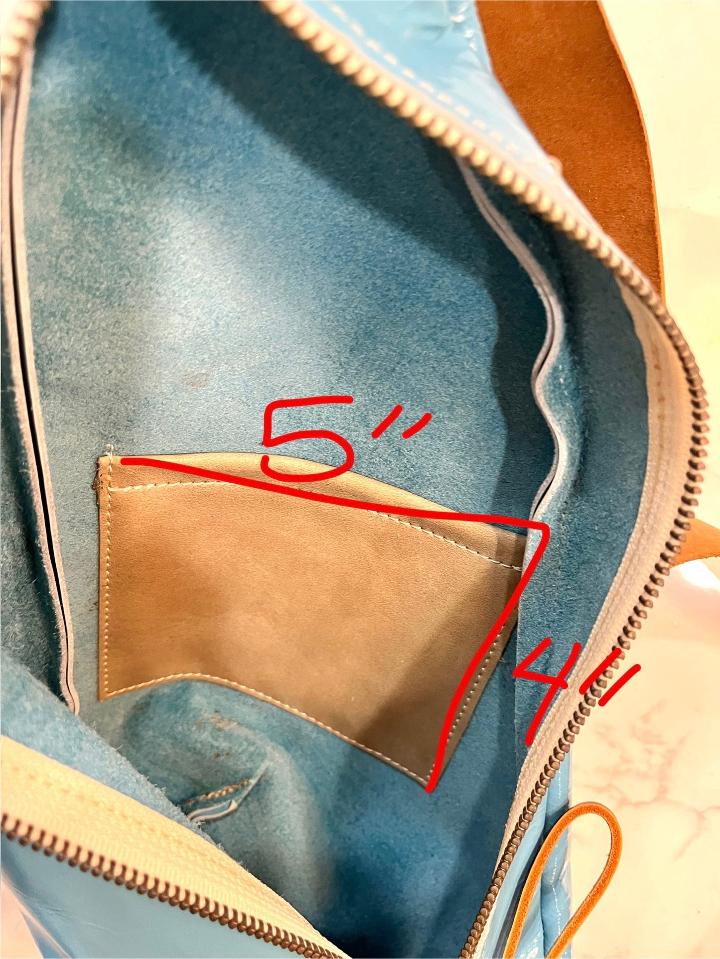 Sky Blue Leather Crossbody - Small